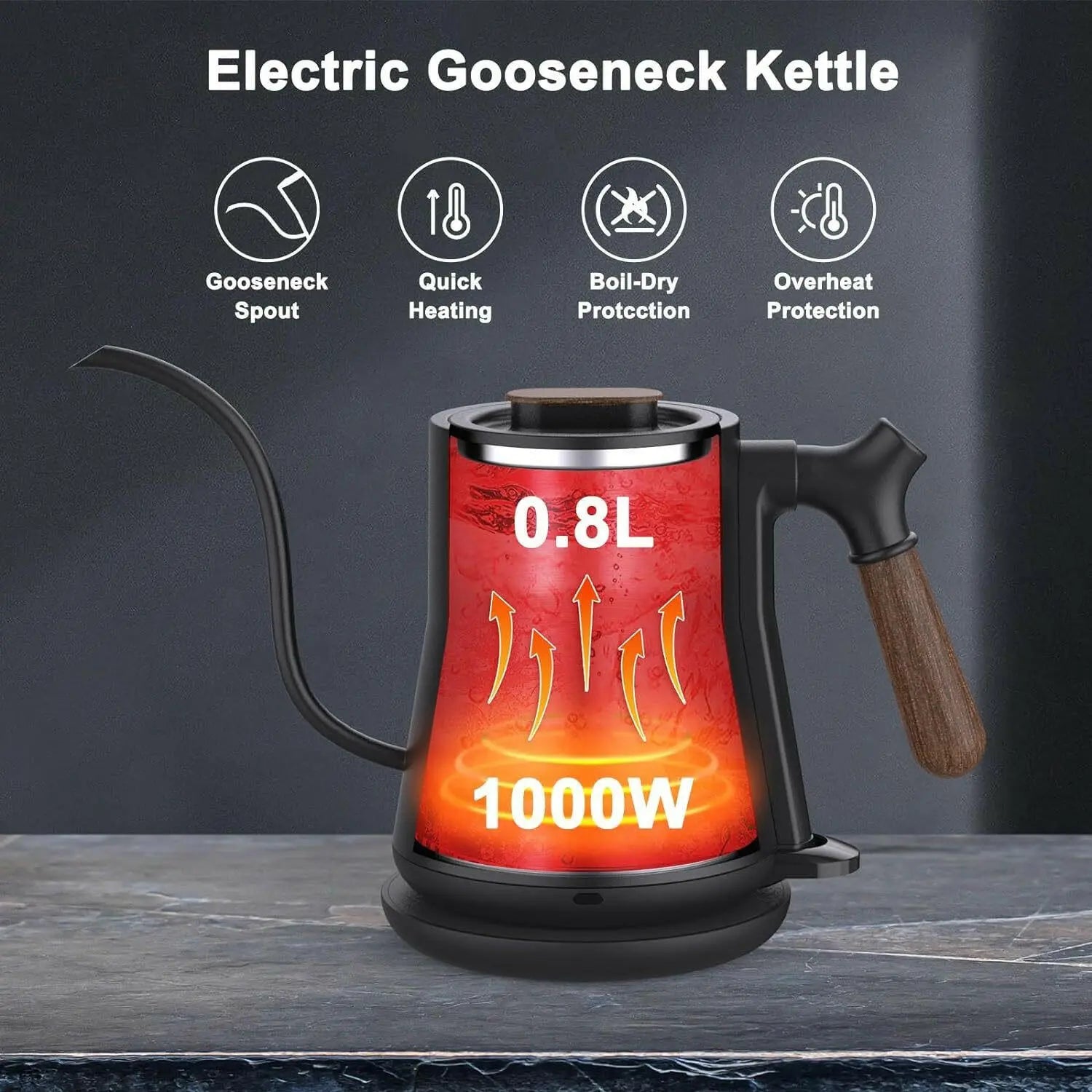 Gooseneck Electric Kettle,Stainless Steel Inner, Leak Proof ,Rapid Heating, Auto Shutoff Café Nairobi