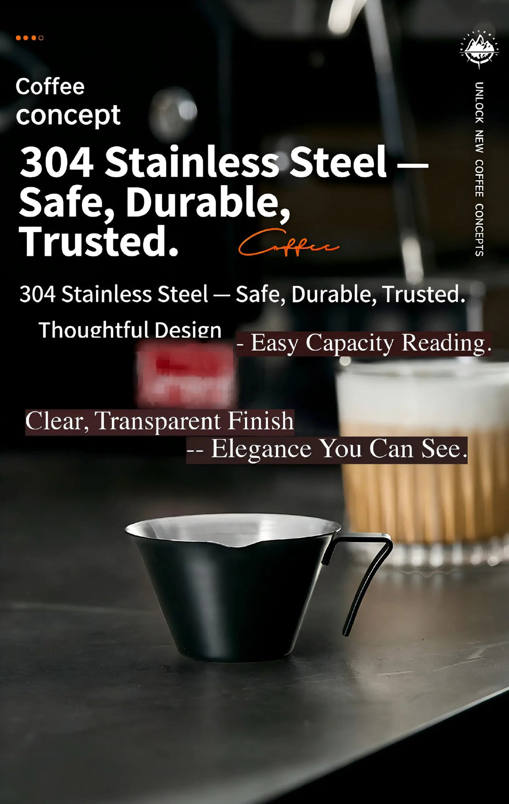 Best Espresso Shot Glass with Measurement Scale - Volcano 100ml Stainless Steel Under $6