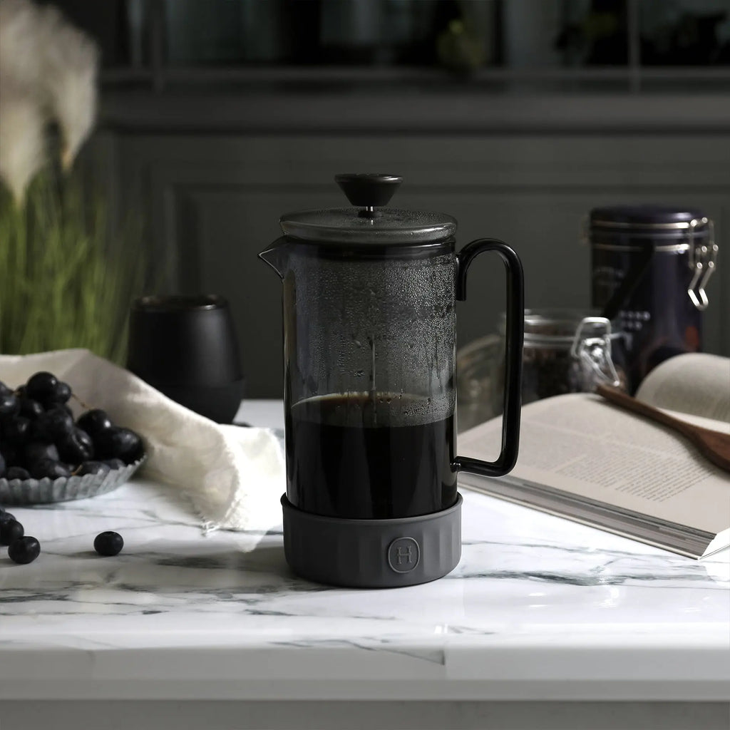 Black French Press - Metallic Grey 32 fl oz HYDY® Reusable Water Bottles With Infuser