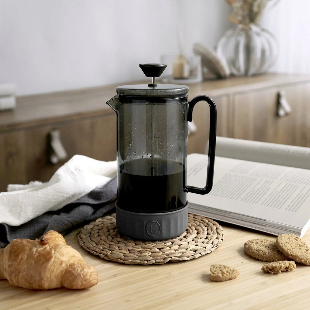 Black French Press - Metallic Grey 32 fl oz HYDY® Reusable Water Bottles With Infuser