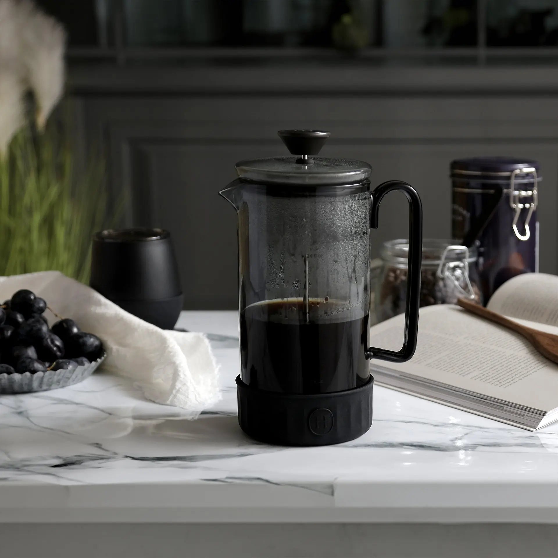 Black French Press - Ink Black 32 fl oz HYDY® Reusable Water Bottles With Infuser
