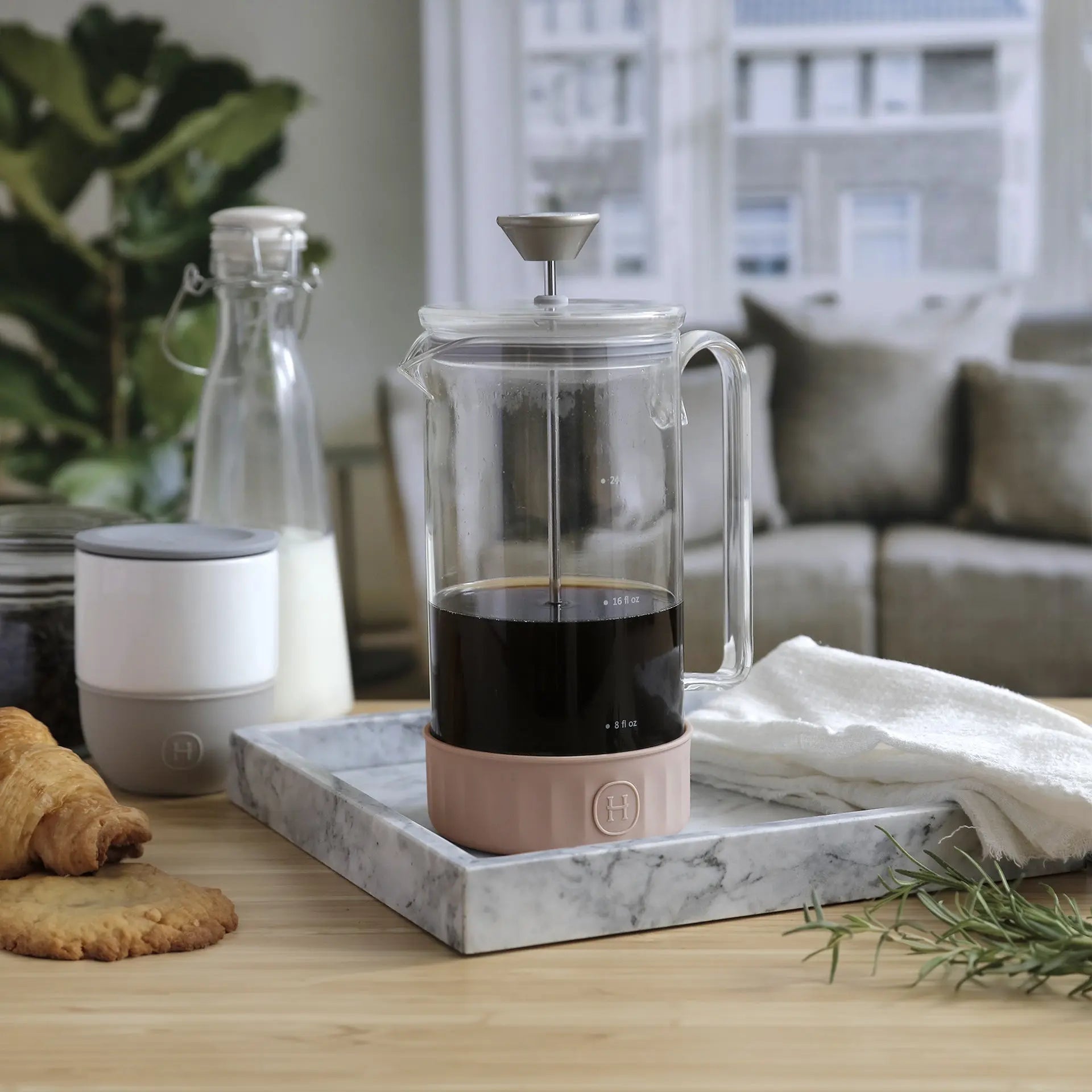 Clean French Press - Latte 32 fl oz HYDY® Reusable Water Bottles With Infuser