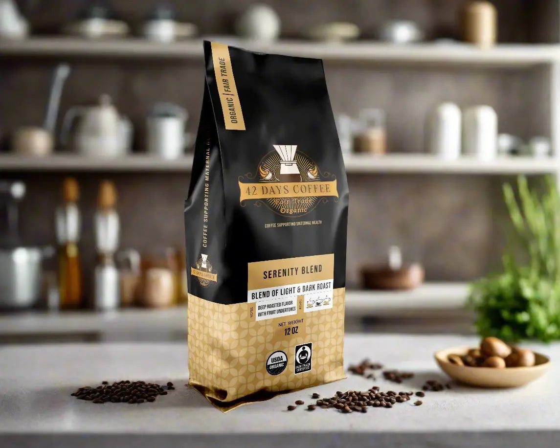 Serenity Blend - Gourmet Organic Light & Dark Roast Coffee 42 Days Coffee