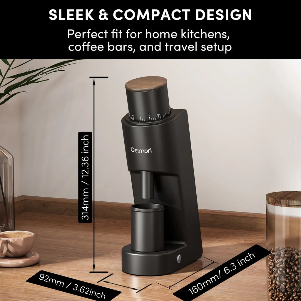 Geimori GU38 Single Dose Coffee Grinder, Electric Burr Coffee Grinder with 38mm Conical Burrs, Stepless Adjustment, Zero Retention Wirsh
