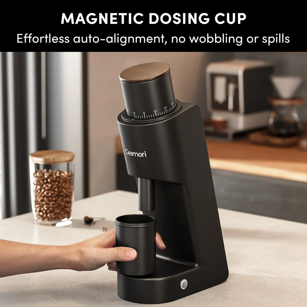 Geimori GU38 Single Dose Coffee Grinder, Electric Burr Coffee Grinder with 38mm Conical Burrs, Stepless Adjustment, Zero Retention Wirsh