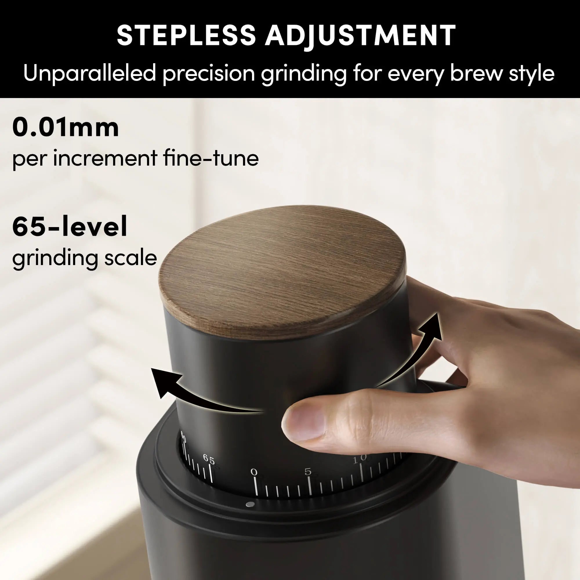 Geimori GU38 Single Dose Coffee Grinder, Electric Burr Coffee Grinder with 38mm Conical Burrs, Stepless Adjustment, Zero Retention Wirsh