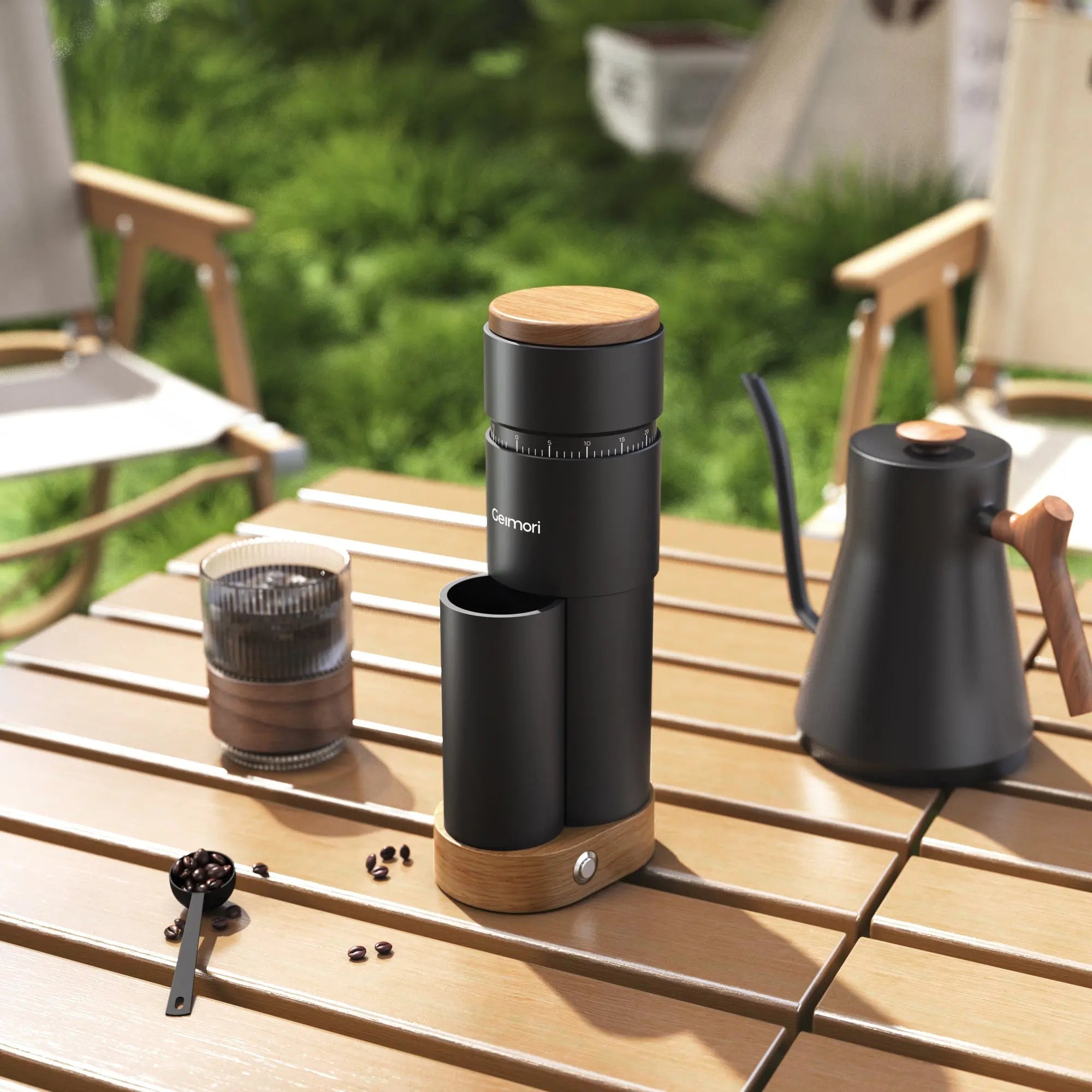 Geimori T38 Plus-The True Pro Grade Portable Coffee Grinder with 38mm Conical Burr, Anti-Static Tech, Stepless Grind Settings, Zero Retention Wirsh