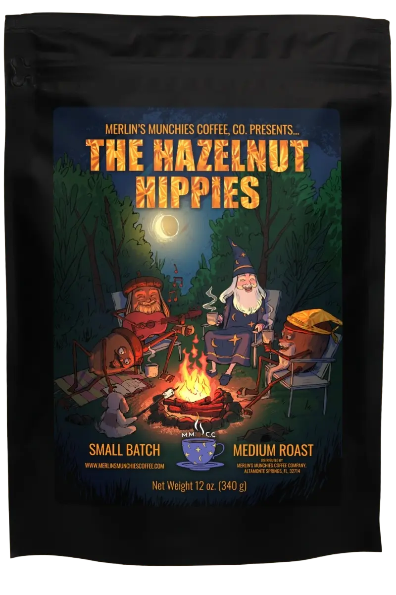 Hazelnut Hippies 12oz Merlin's Munchies Coffee Company