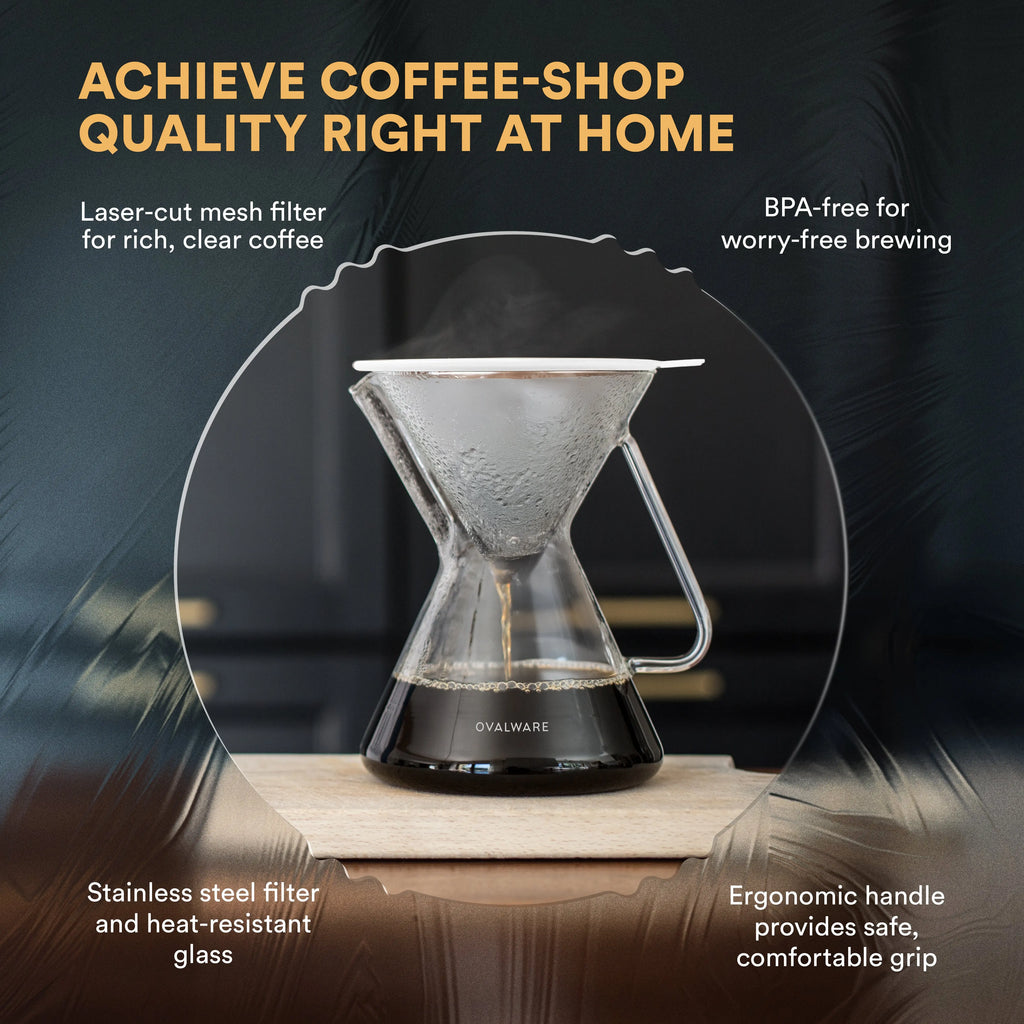 Pour Over Coffee Maker with Filter - 500ml/17oz Ovalware