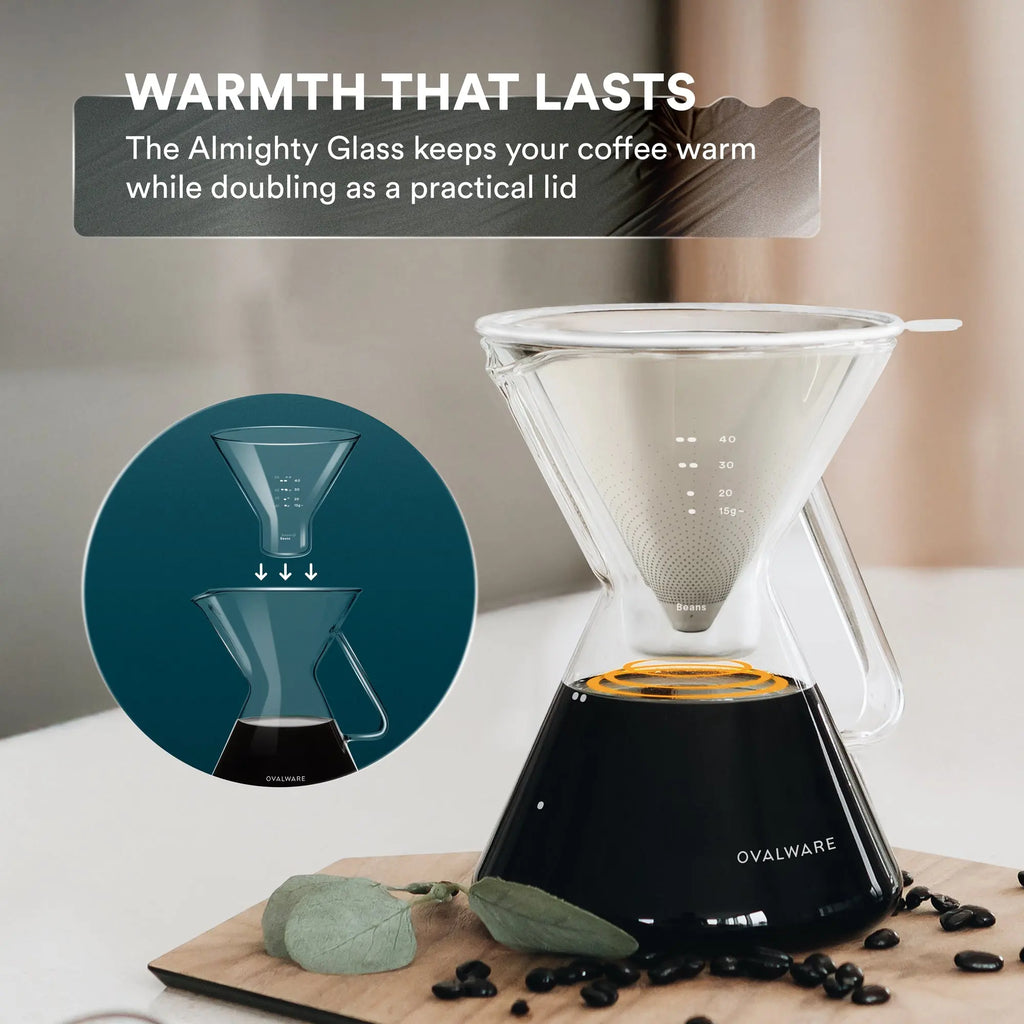 Pour Over Coffee Maker with Filter - 500ml/17oz Ovalware