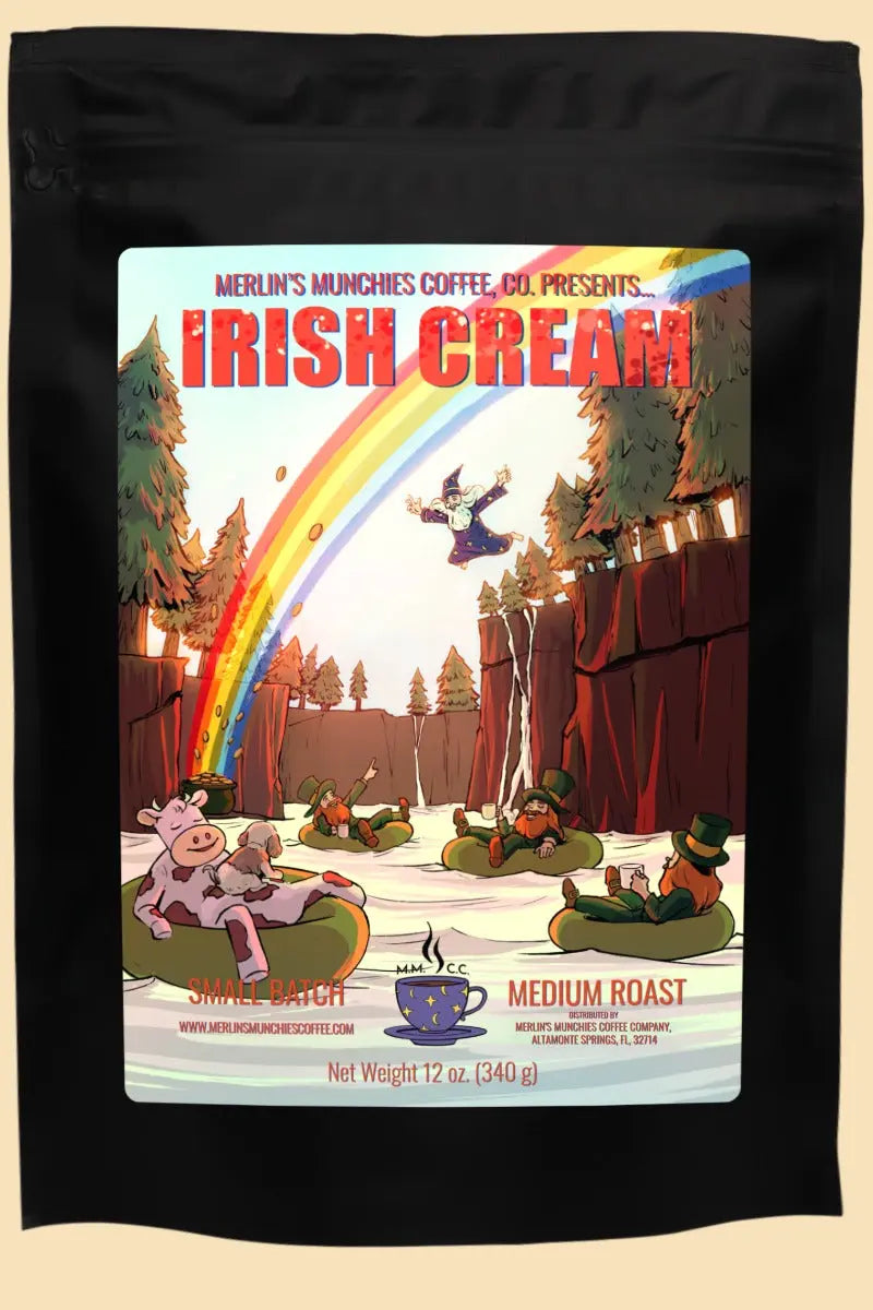 DECAF Irish Cream 12 oz Merlin's Munchies Coffee Company