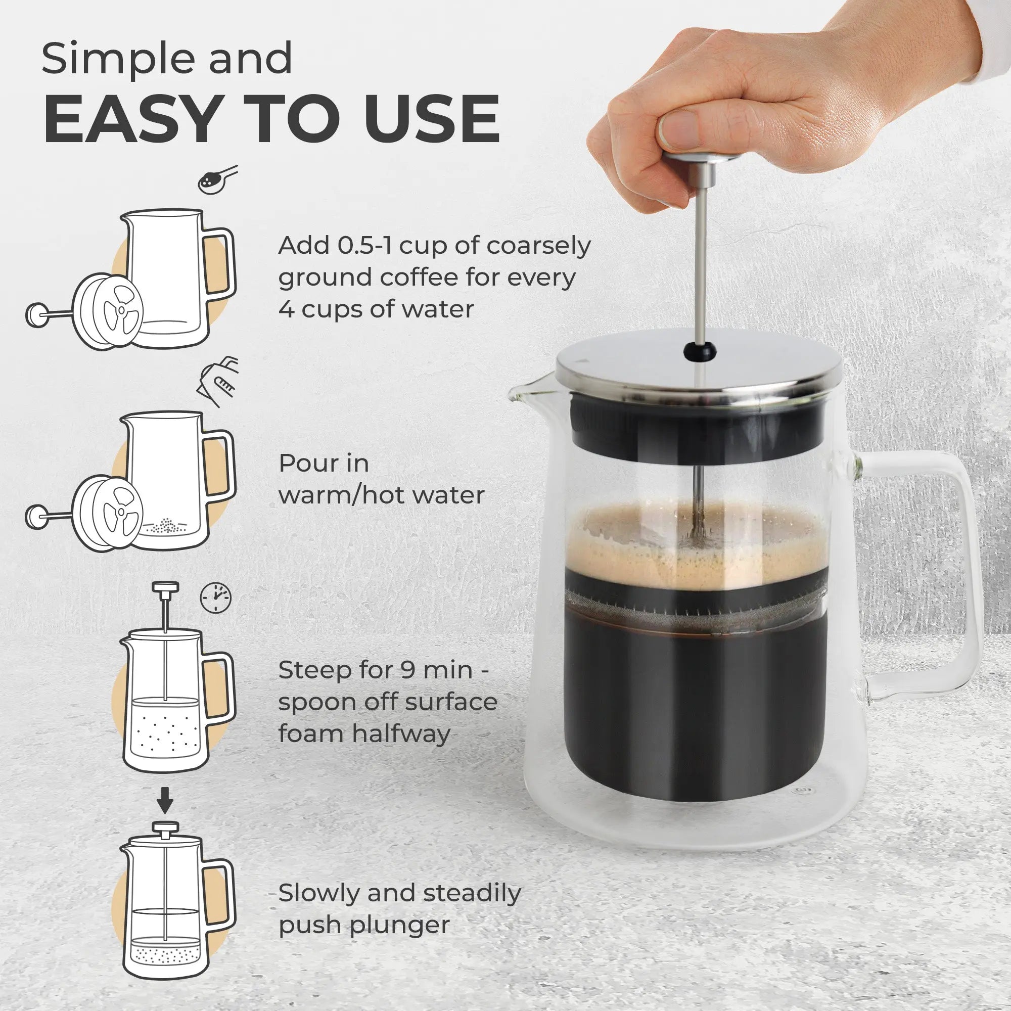 Glass French Press, KF1010 Kaffe Products