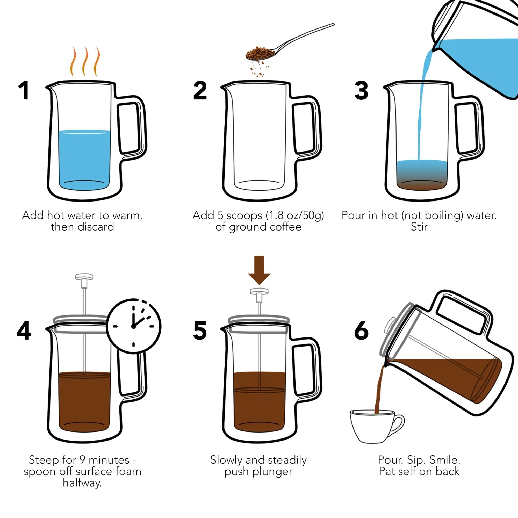 Stainless Steel French Press, KF1020 Kaffe Products