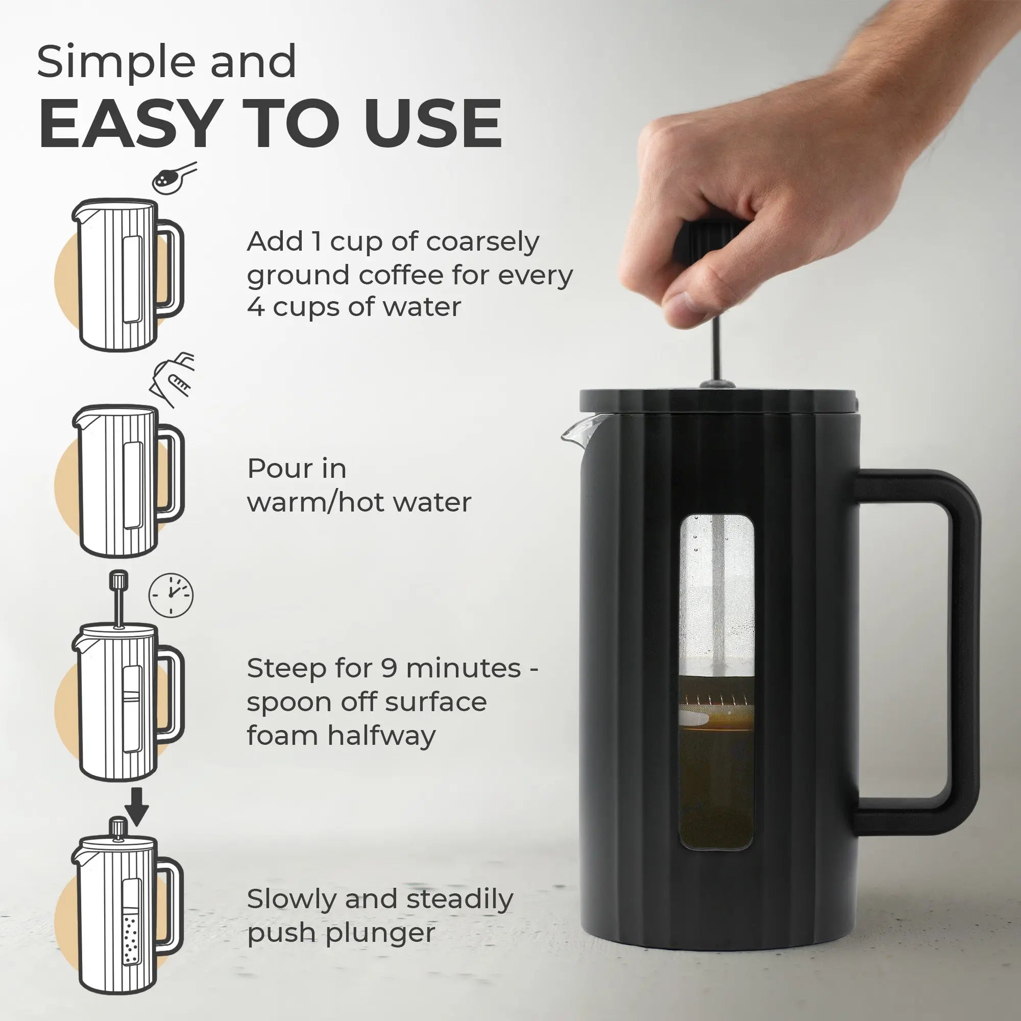 Glass French Press (800ml), KF1111 Kaffe Products