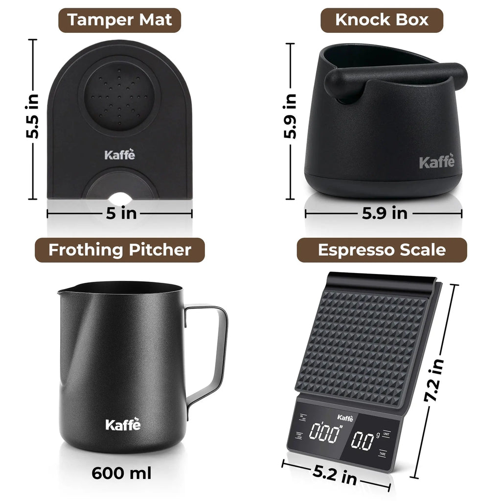 Espresso Starter Kit (Knock Box, Coffee Scale, Tamper Mat, Milk Pitcher), KF1190 Kaffe Products