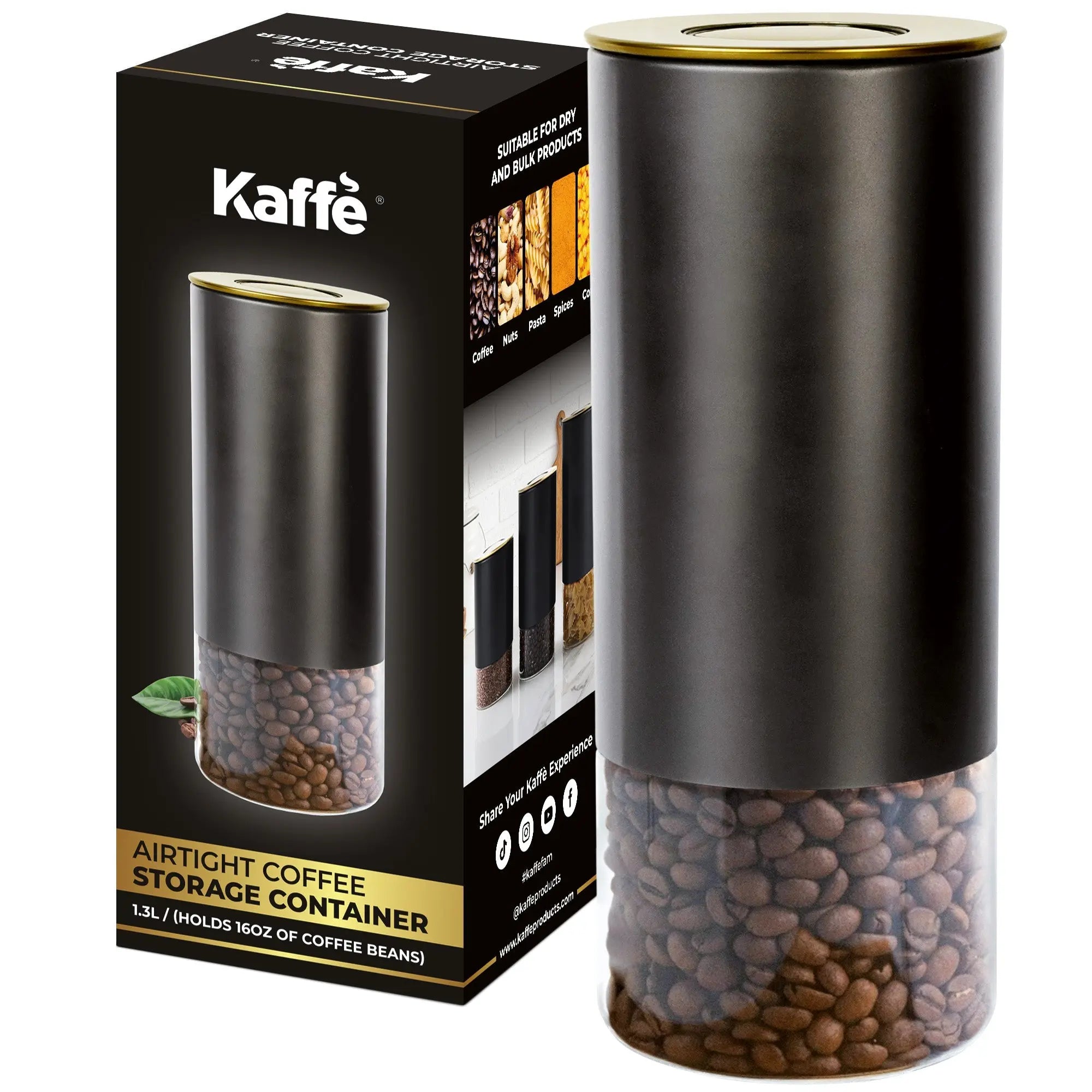 16oz Round Glass Storage Container, KF3032G Kaffe Products