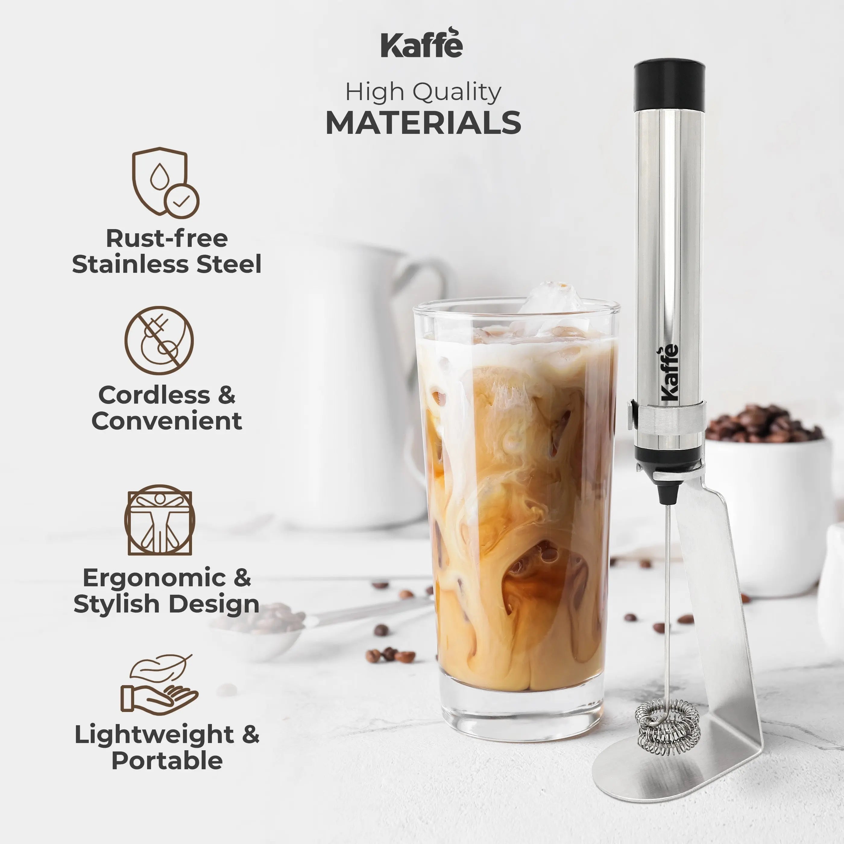 Handheld Milk Frother (USB Rechargeable), KF6022 Kaffe Products