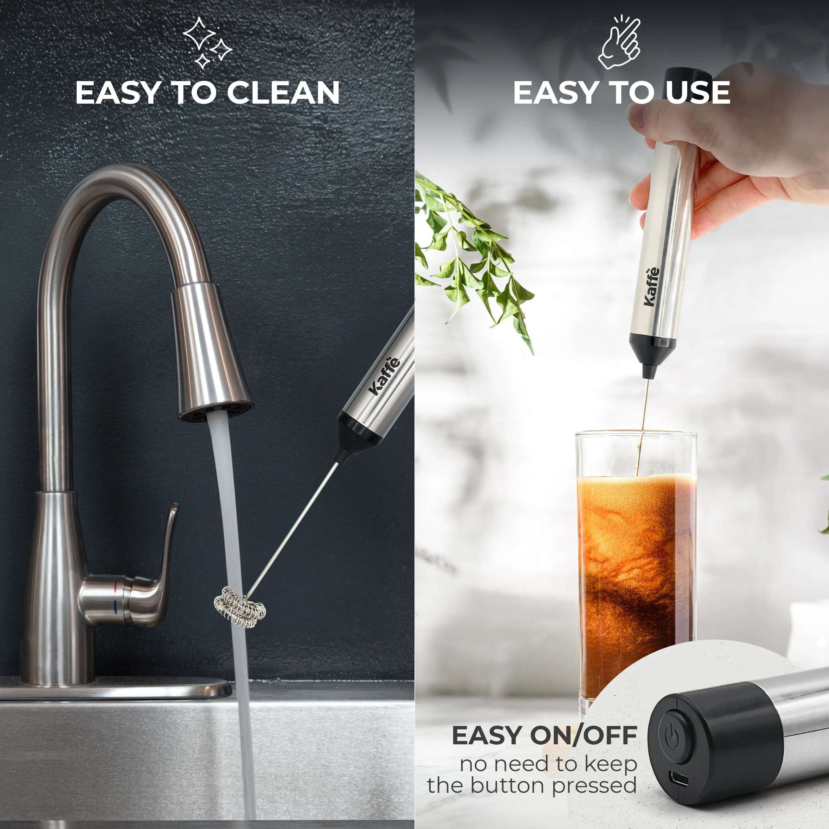Handheld Milk Frother (USB Rechargeable), KF6022 Kaffe Products