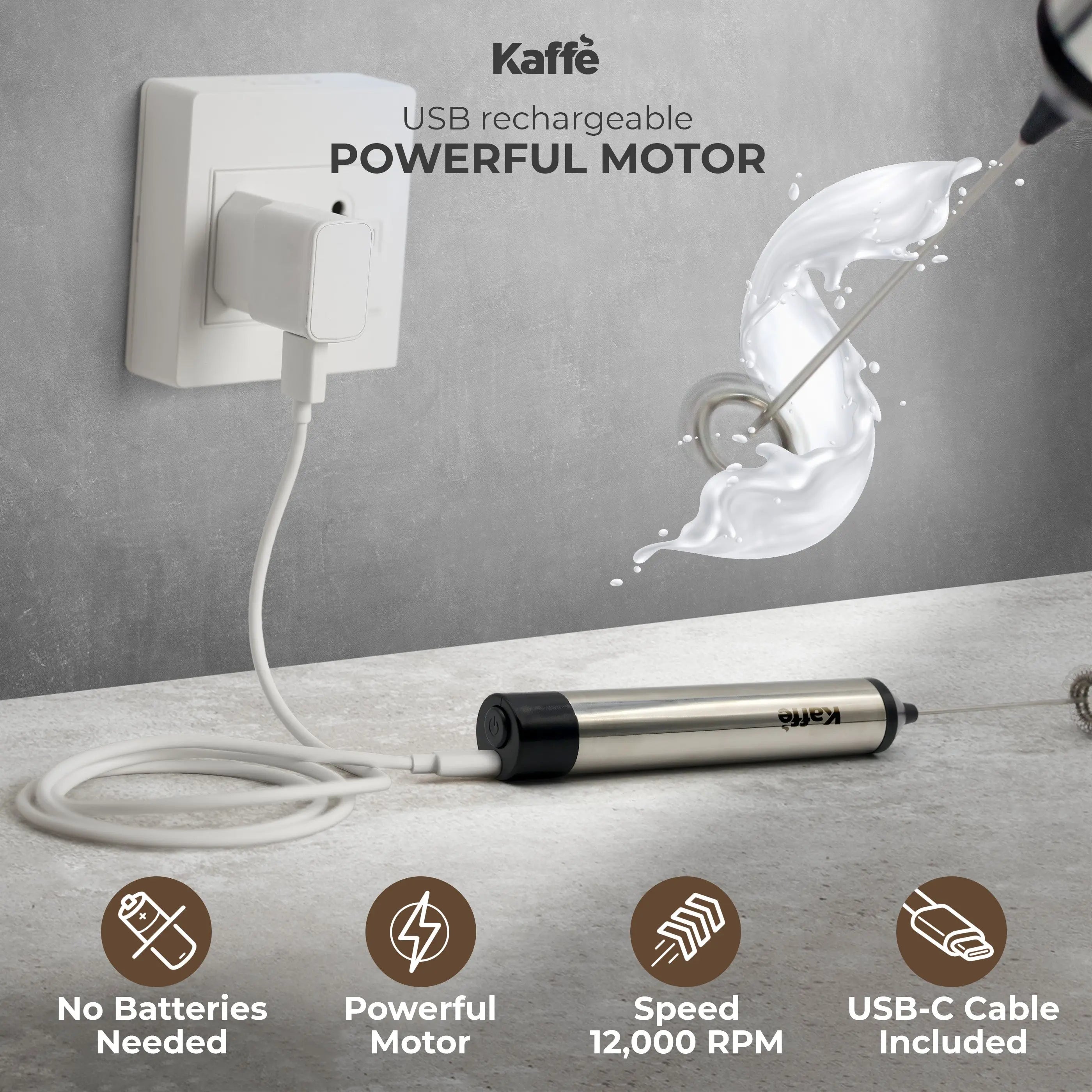 Handheld Milk Frother (USB Rechargeable), KF6022 Kaffe Products