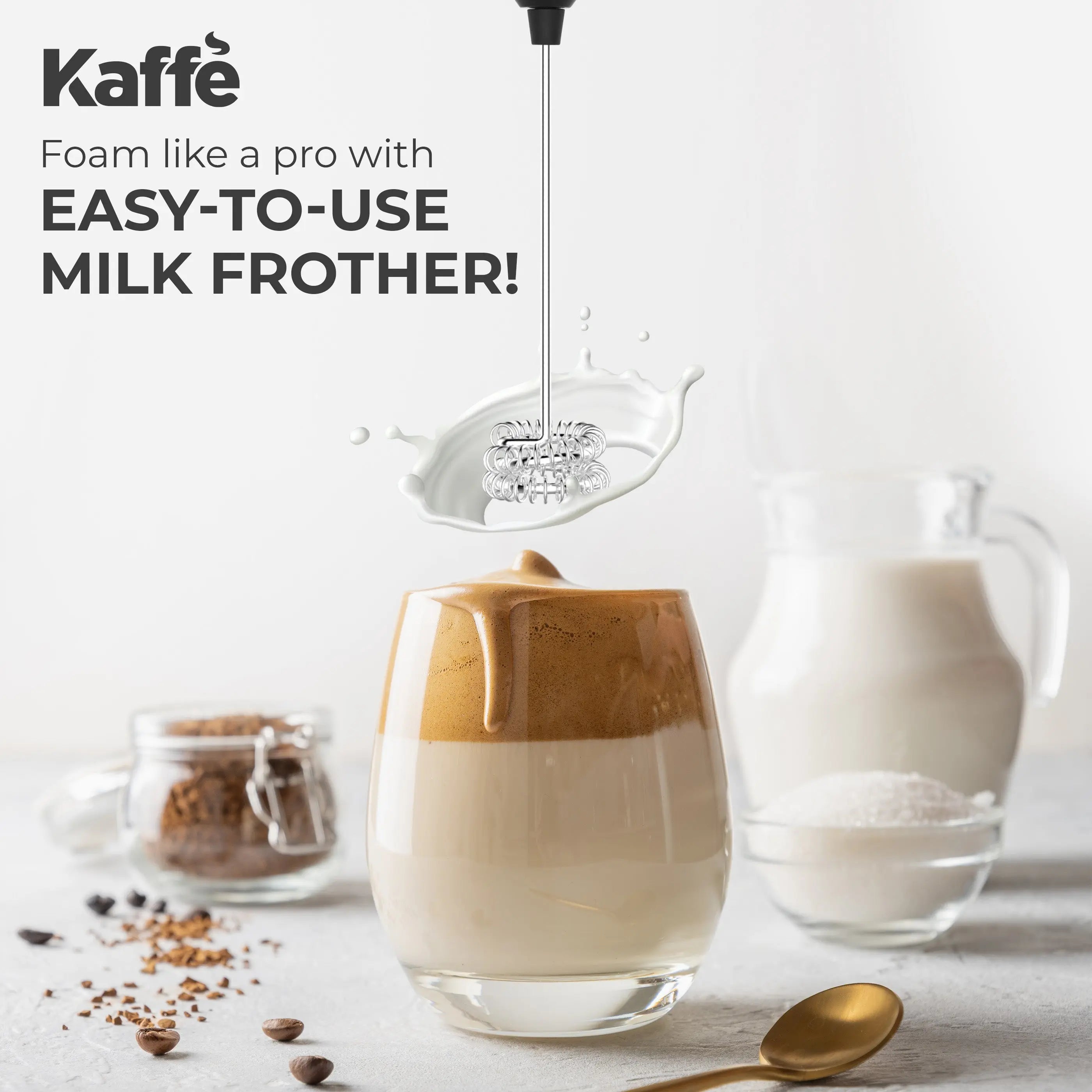 Handheld Milk Frother (USB Rechargeable), KF6022 Kaffe Products