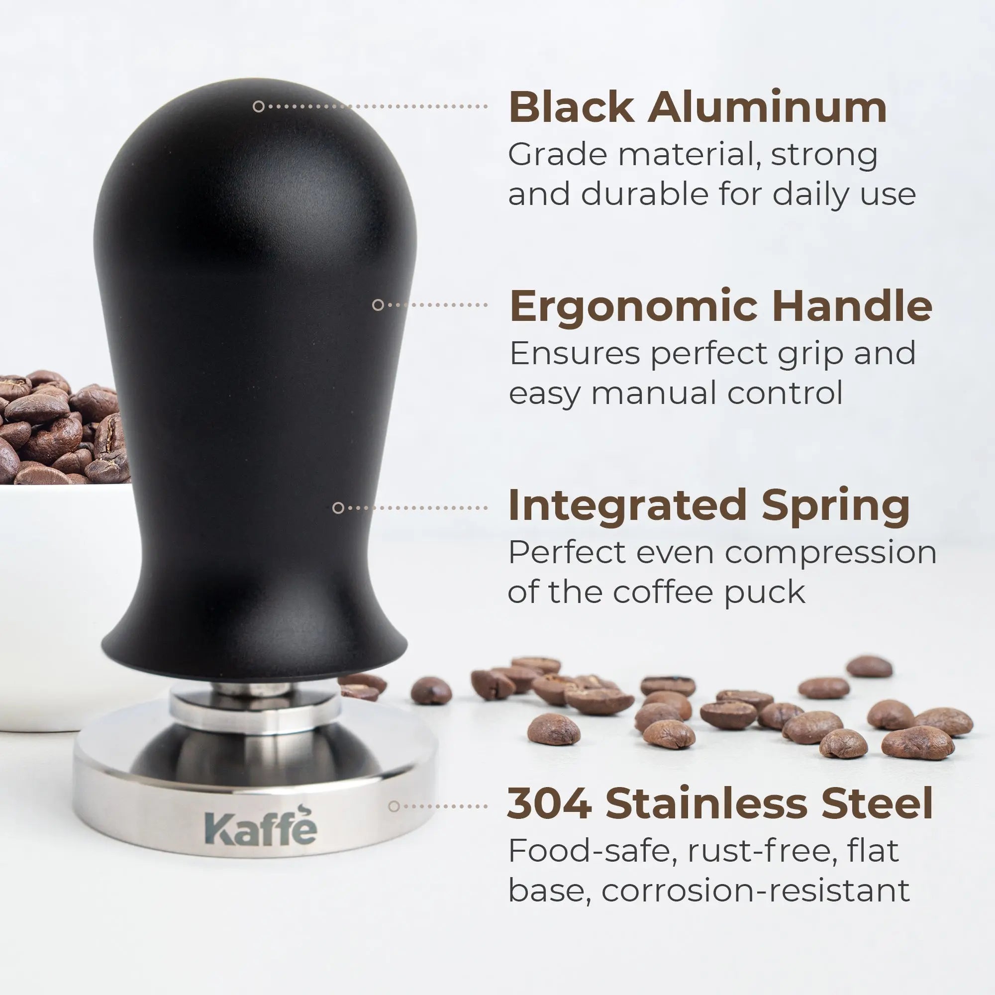 Espresso Tamper with Spring, 51mm, KFCT02-51 Kaffe Products