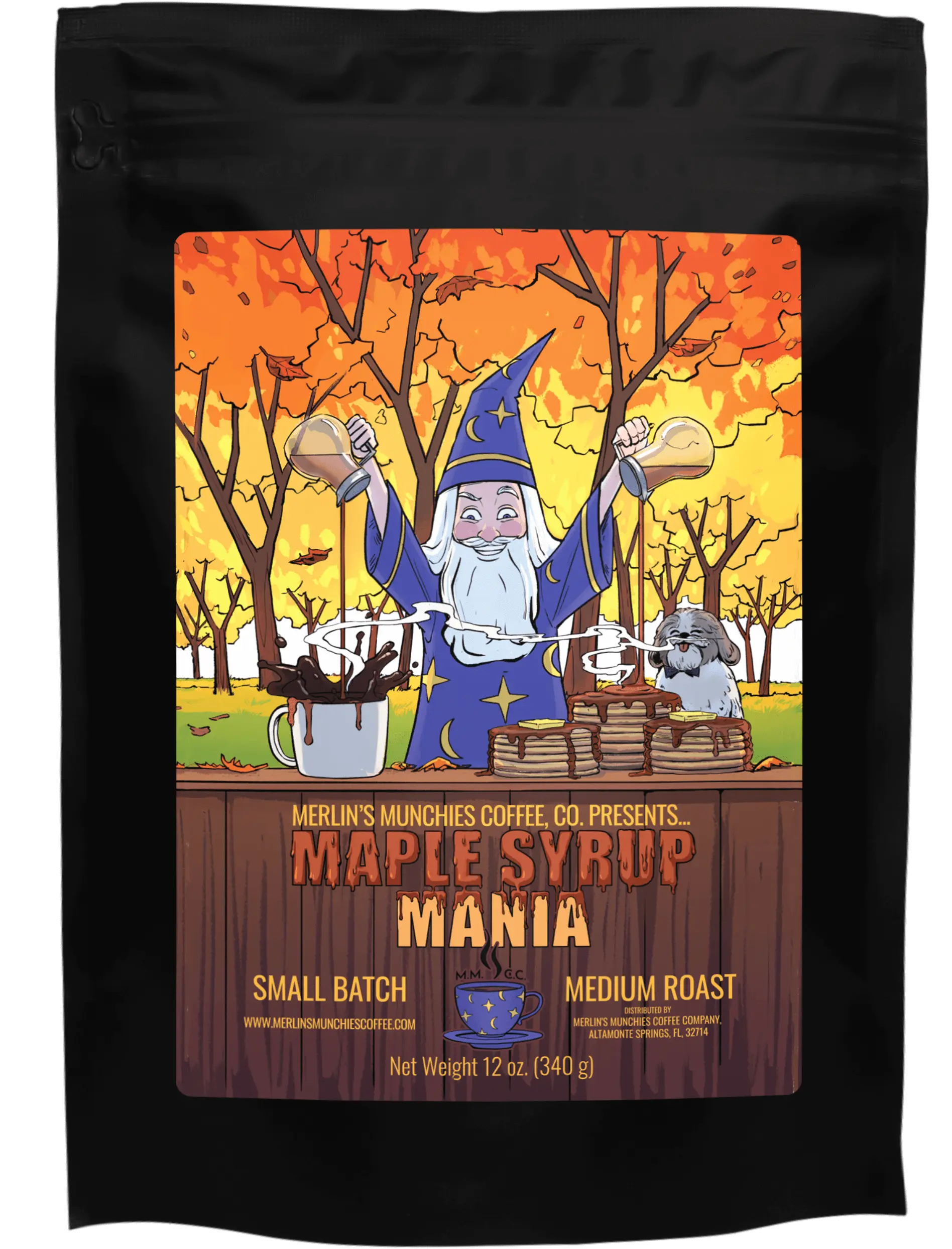 DECAF Maple Syrup Mania 12 oz Merlin's Munchies Coffee Company