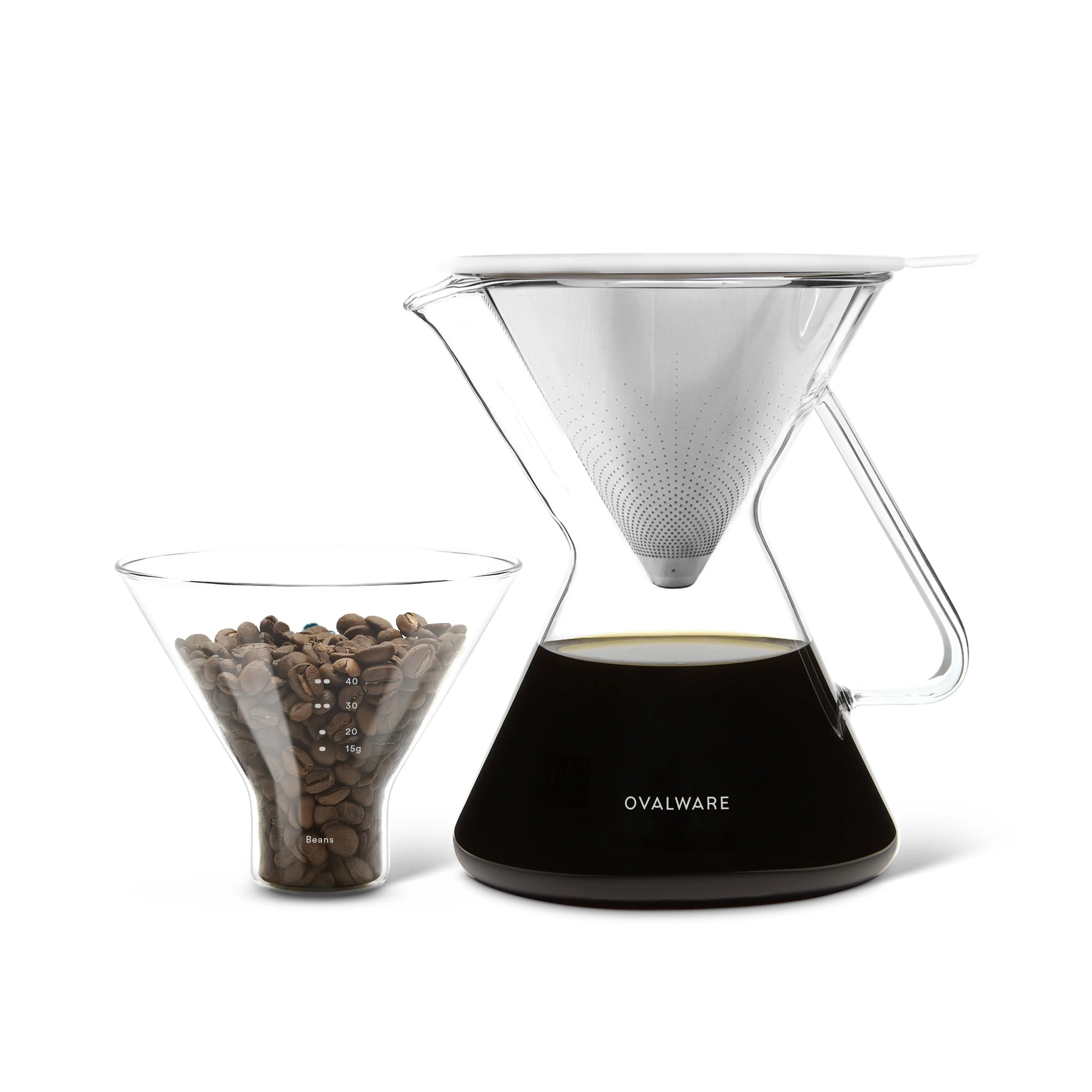 Pour Over Coffee Maker with Filter - 500ml/17oz Ovalware
