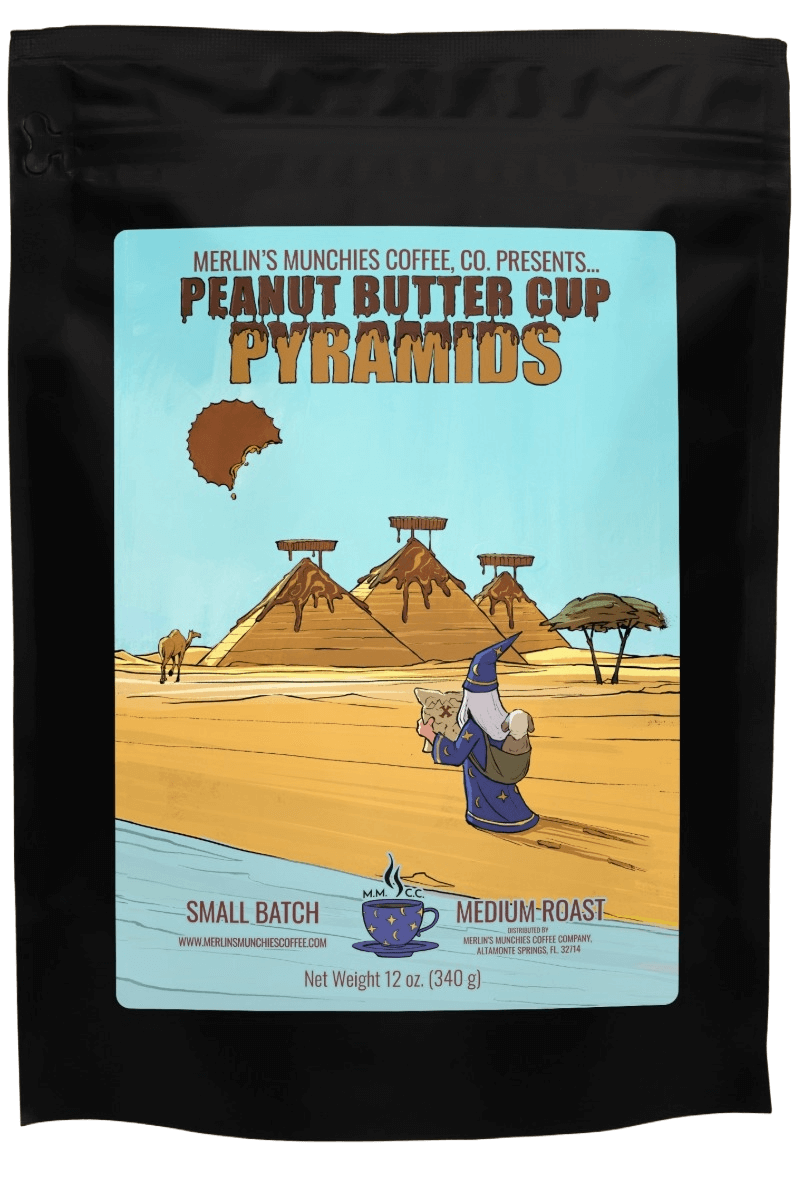 Merlin's Munchies Coffee Company DECAF Peanut Butter Cup Pryamids