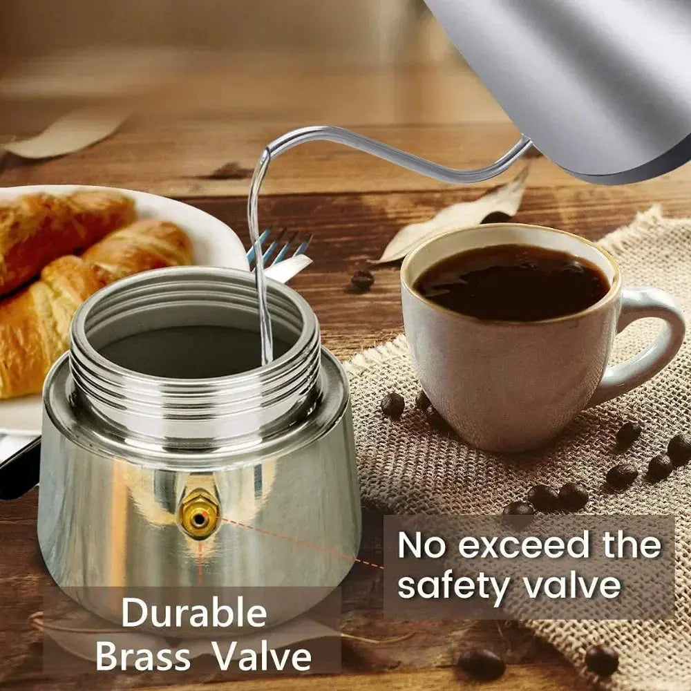 Moka Pot Stovetop Espresso Maker - 2/4/6 Cup Stainless Steel, Induction & Gas Compatible FanzyMarket