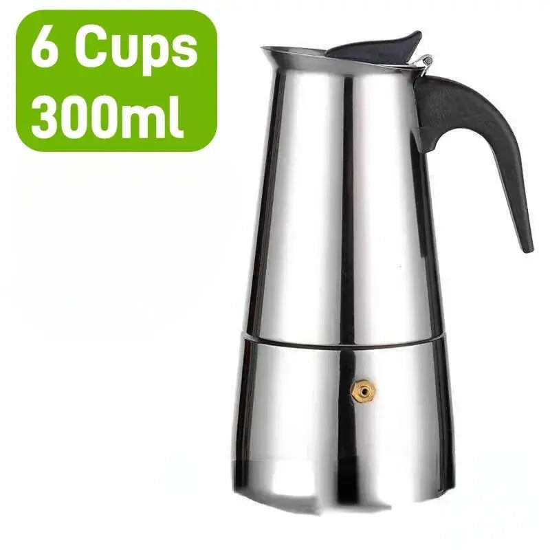 Moka Pot Stovetop Espresso Maker - 2/4/6 Cup Stainless Steel, Induction & Gas Compatible FanzyMarket
