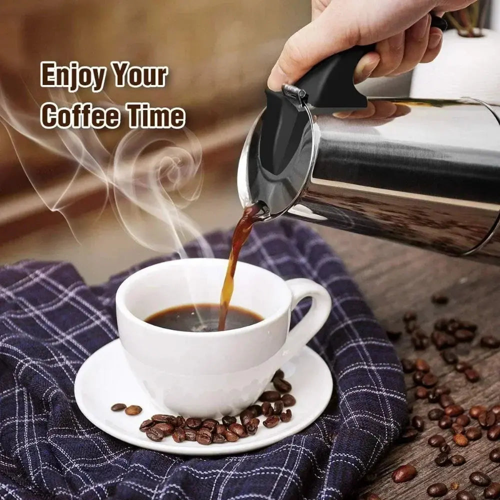 Moka Pot Stovetop Espresso Maker - 2/4/6 Cup Stainless Steel, Induction & Gas Compatible FanzyMarket