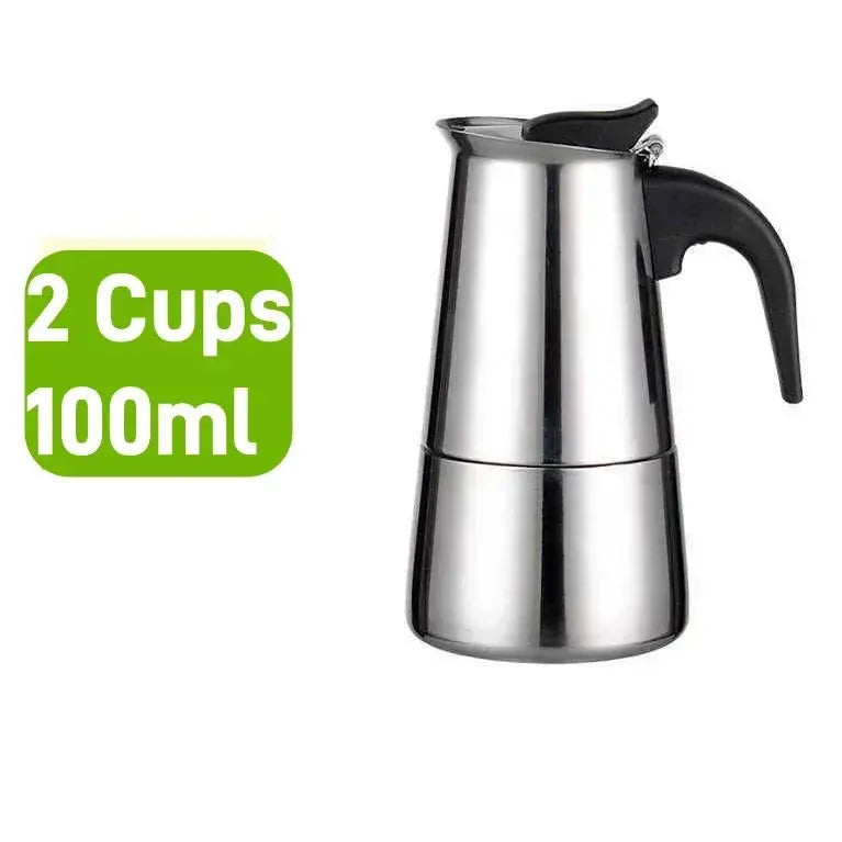 Moka Pot Stovetop Espresso Maker - 2/4/6 Cup Stainless Steel, Induction & Gas Compatible FanzyMarket