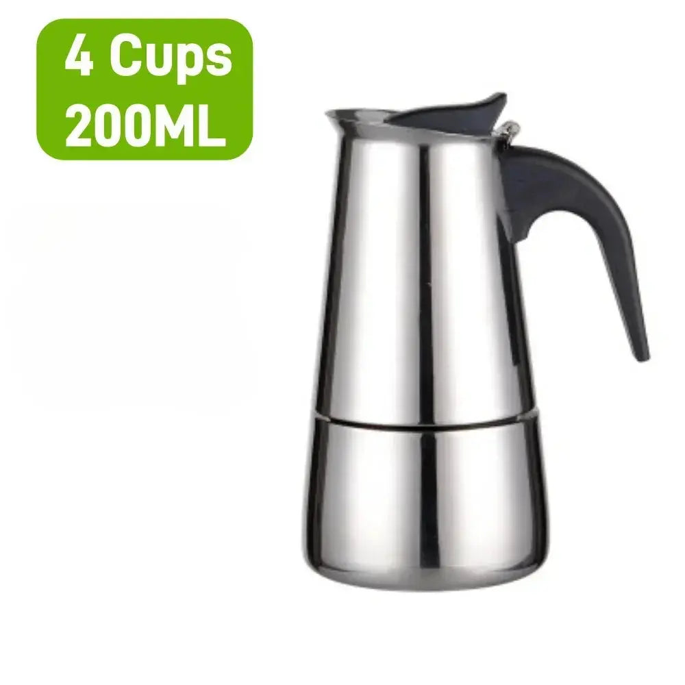 Moka Pot Stovetop Espresso Maker - 2/4/6 Cup Stainless Steel, Induction & Gas Compatible FanzyMarket