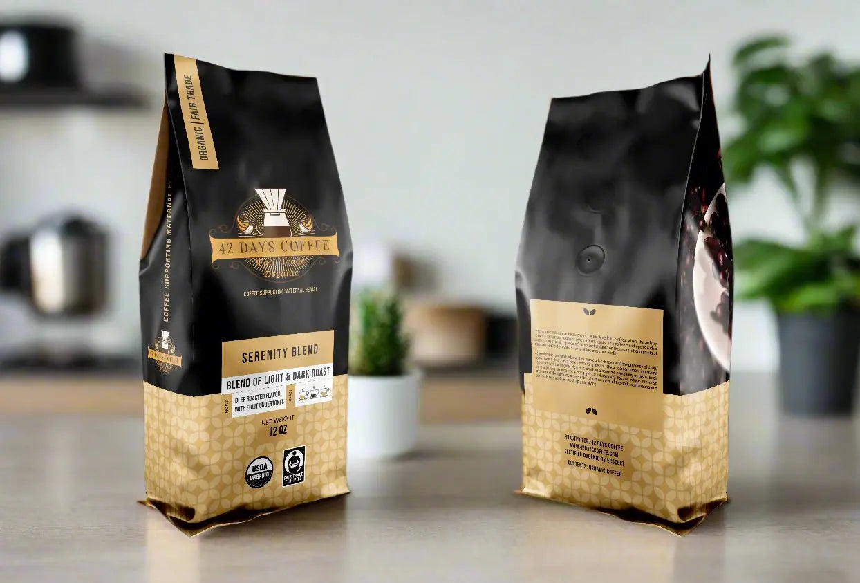 Serenity Blend - Gourmet Organic Light & Dark Roast Coffee 42 Days Coffee