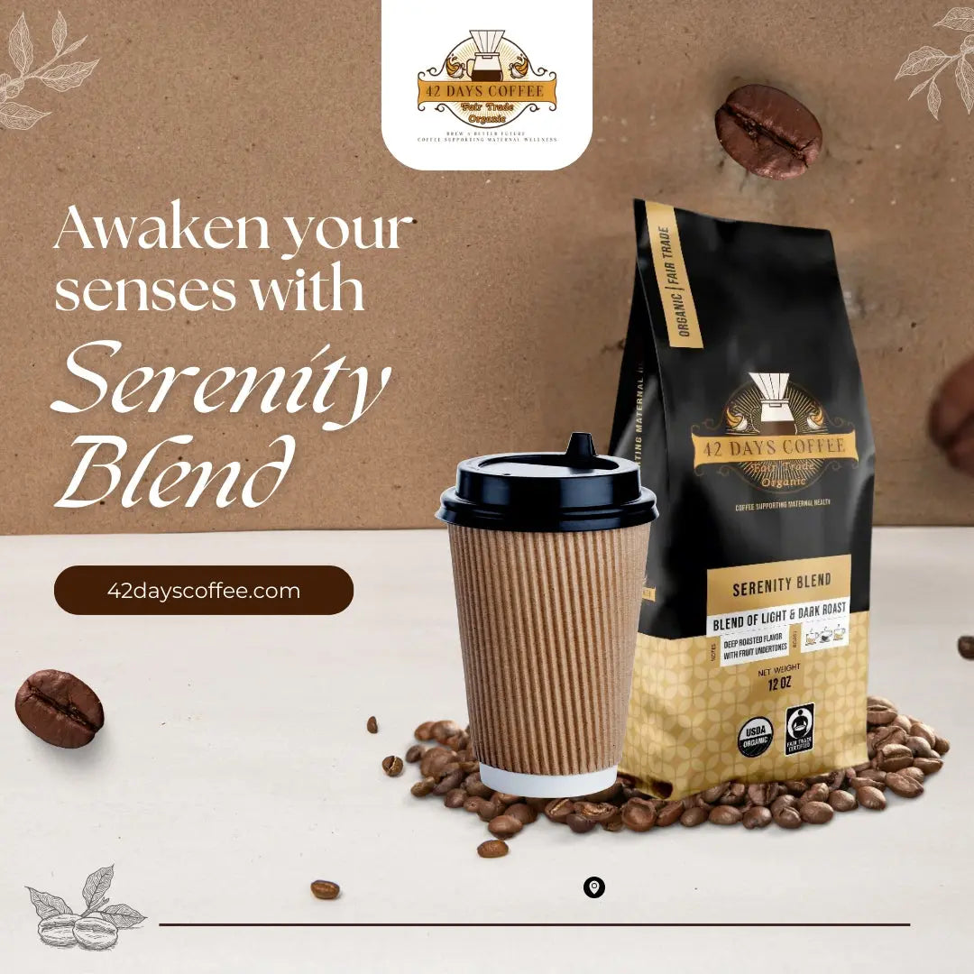 Serenity Blend - Gourmet Organic Light & Dark Roast Coffee 42 Days Coffee