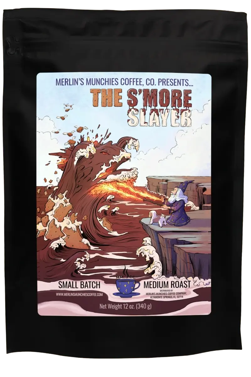 DECAF The S'more Slayer 12 oz Merlin's Munchies Coffee Company