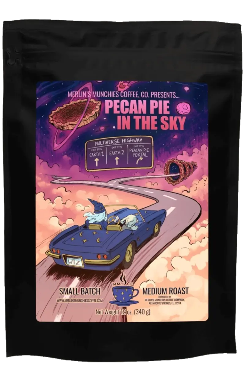 DECAF Pecan Pie in the Sky 12oz Merlin's Munchies Coffee Company