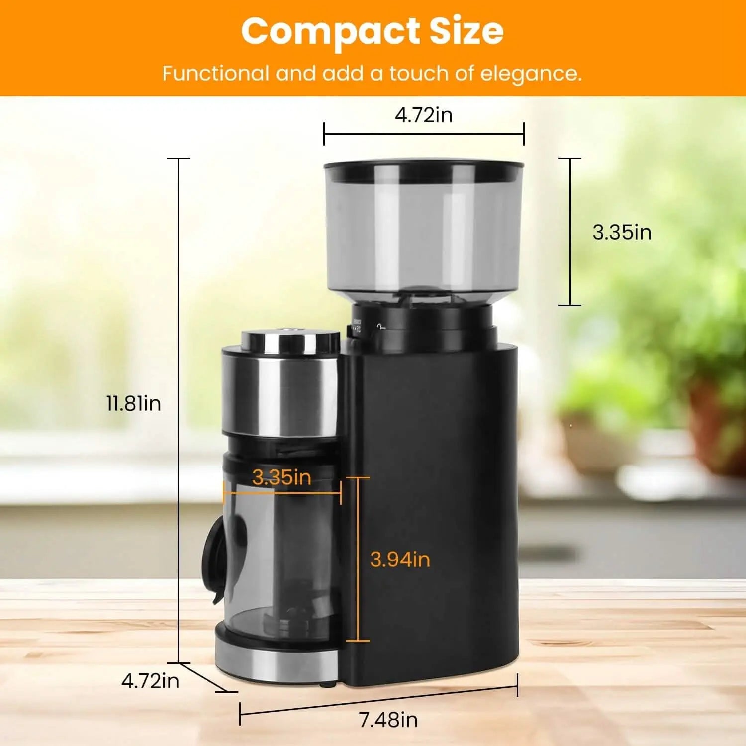 Conical Bur Coffee Bean Electric Grinder with 25 Grind Settings DailySale