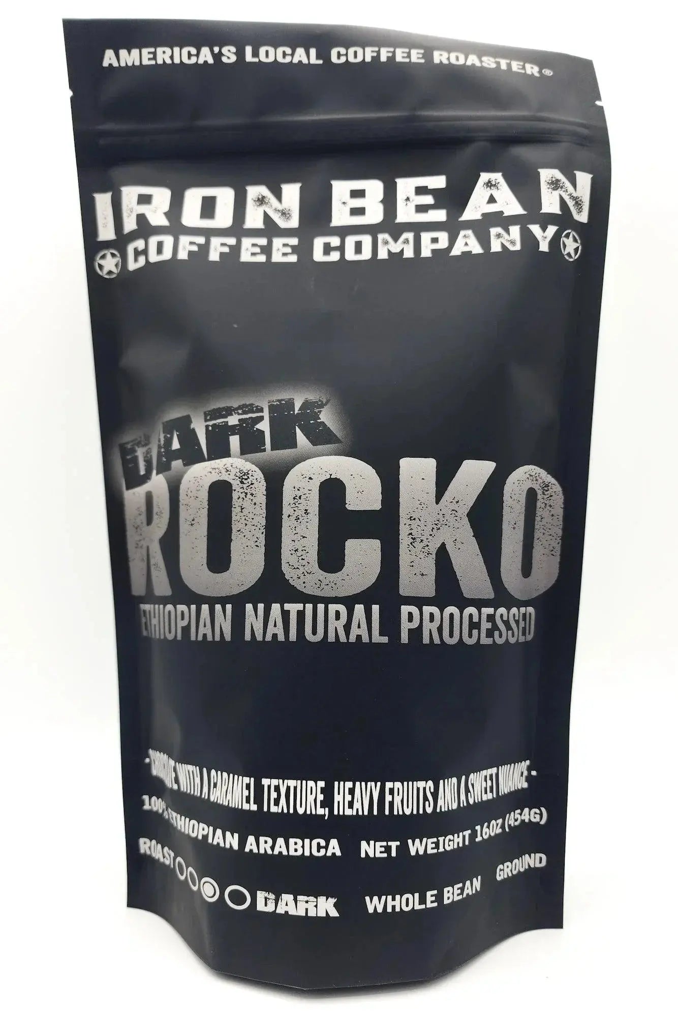 DARK ROCKO - Ethiopian Natural Process - Darker Roast Iron Bean Coffee Company