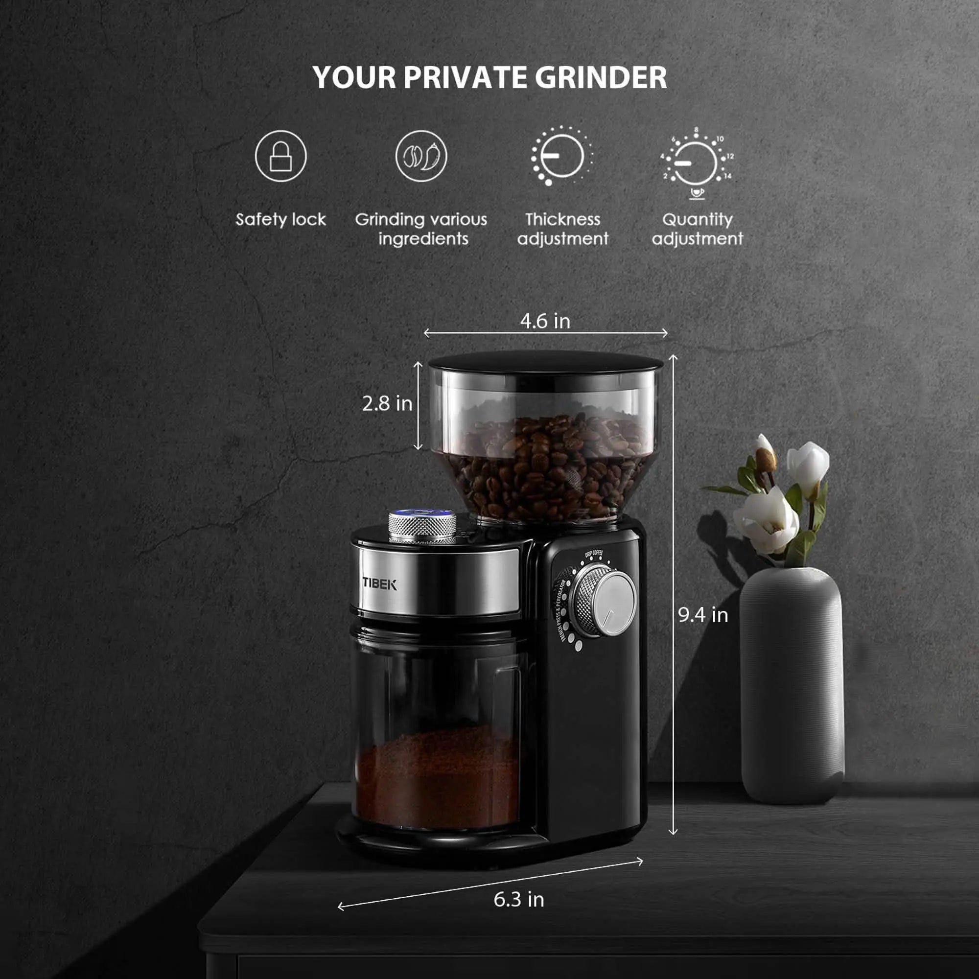 Electric Burr Coffee Grinder with 18 Settings DailySale